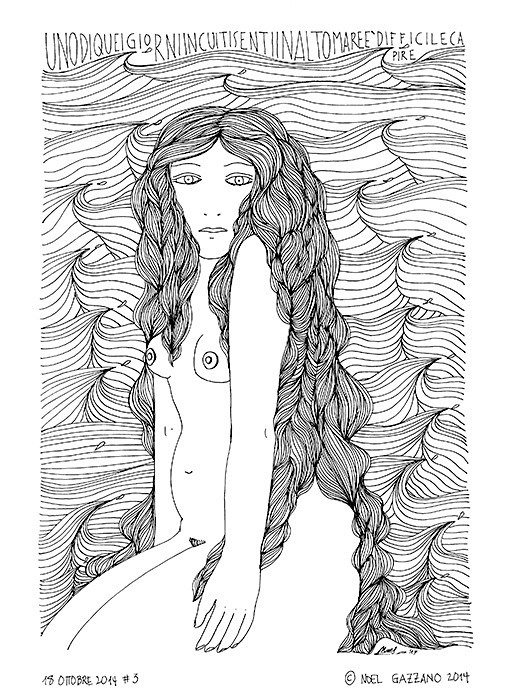 Noel Gazzano (2014) Alto Mare (2014). China su carta, 35x25 cm