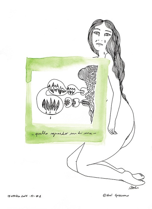 Noel Gazzano (2014) Quello Sguardo su di Me (2014). China su carta, 35x25 cm